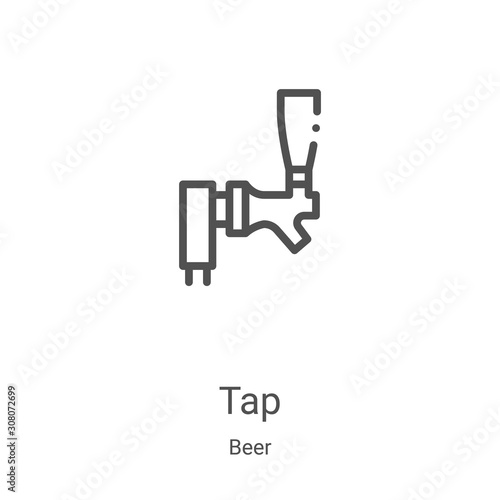 tap icon vector from beer collection. Thin line tap outline icon vector illustration. Linear symbol for use on web and mobile apps, logo, print media