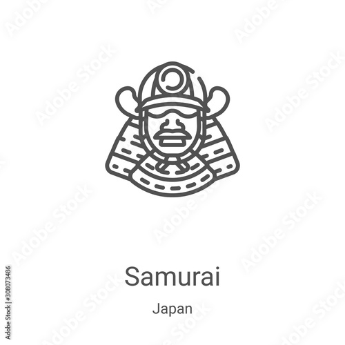 samurai icon vector from japan collection. Thin line samurai outline icon vector illustration. Linear symbol for use on web and mobile apps, logo, print media