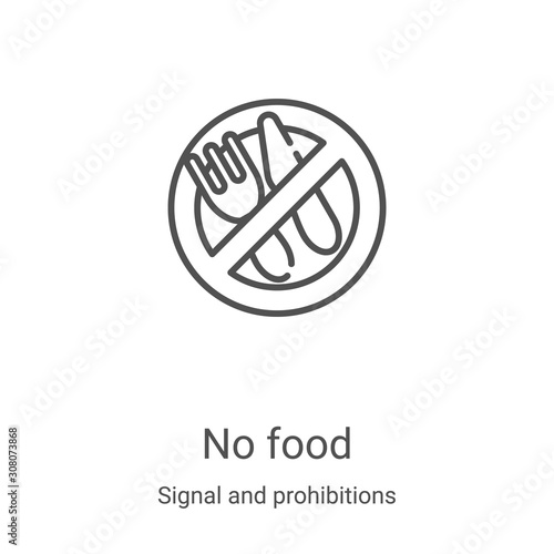 no food icon vector from signal and prohibitions collection. Thin line no food outline icon vector illustration. Linear symbol for use on web and mobile apps, logo, print media
