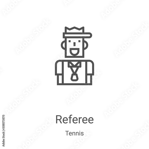 referee icon vector from tennis collection. Thin line referee outline icon vector illustration. Linear symbol for use on web and mobile apps, logo, print media