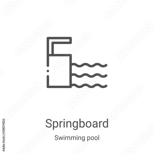 springboard icon vector from swimming pool collection. Thin line springboard outline icon vector illustration. Linear symbol for use on web and mobile apps, logo, print media
