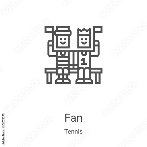 fan icon vector from tennis collection. Thin line fan outline icon vector illustration. Linear symbol for use on web and mobile apps, logo, print media