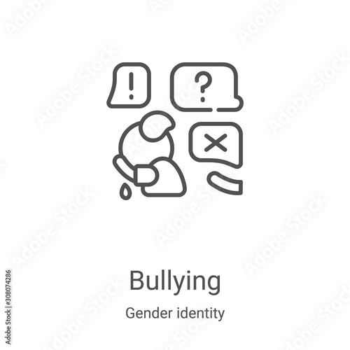 bullying icon vector from gender identity collection. Thin line bullying outline icon vector illustration. Linear symbol for use on web and mobile apps, logo, print media