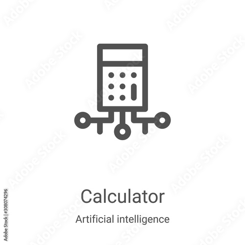 calculator icon vector from artificial intelligence collection. Thin line calculator outline icon vector illustration. Linear symbol for use on web and mobile apps, logo, print media