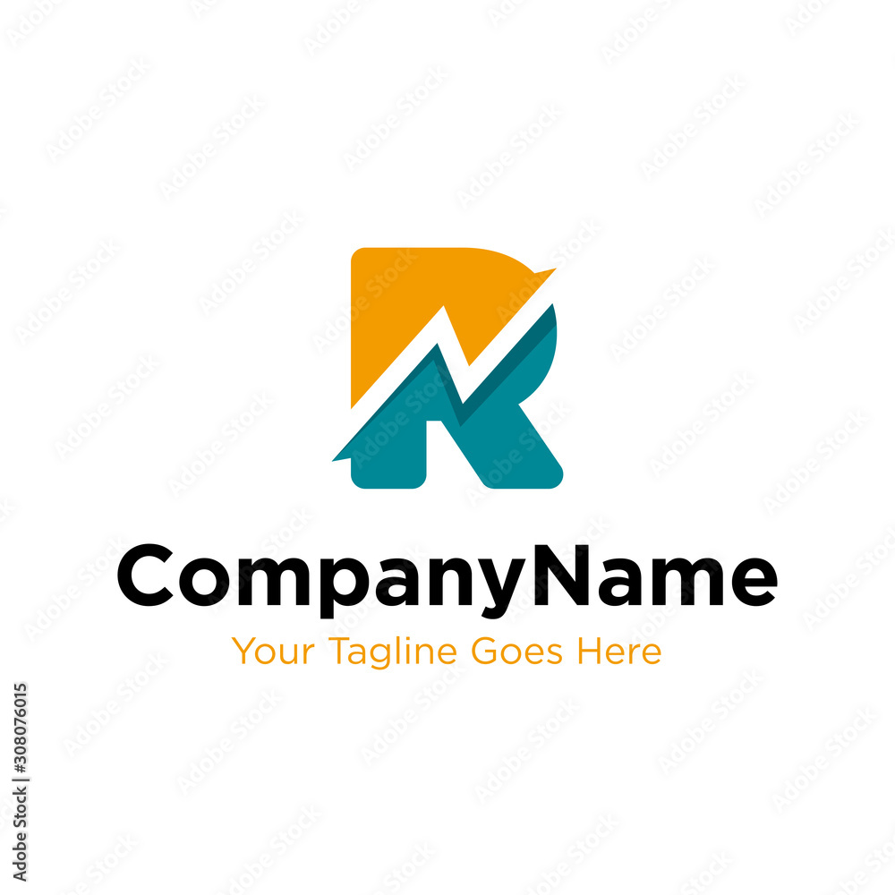 letter R trade marketing logo design vector. initial R and chart ...