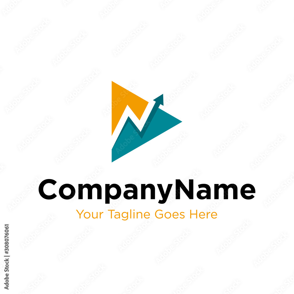 trade marketing logo design vector template illustration. play icon and chart stats icon concept. company, corporate, business identity, finance symbol icon trade marketing logo design vector template illustration. play icon and chart stats icon concept. company, corporate, business identity, finance symbol icon