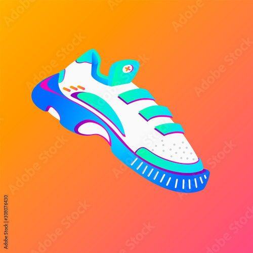 Sneakers design side view. Vector flat illustration.