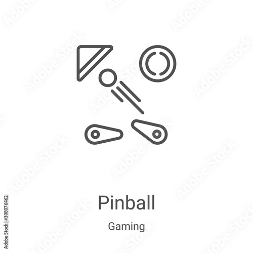 pinball icon vector from gaming collection. Thin line pinball outline icon vector illustration. Linear symbol for use on web and mobile apps, logo, print media