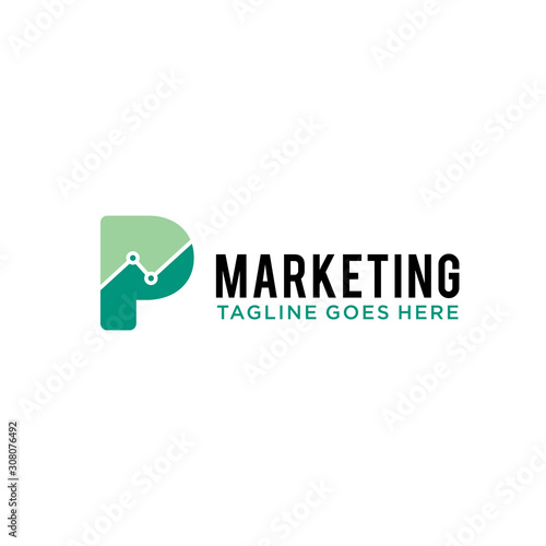 letter P trade marketing logo design vector. initial P and chart diagram graphic concept. company, corporate, business, finance symbol icon