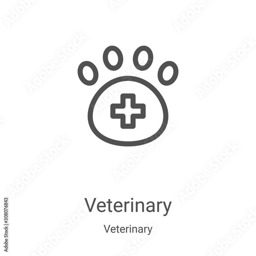 veterinary icon vector from veterinary collection. Thin line veterinary outline icon vector illustration. Linear symbol for use on web and mobile apps, logo, print media