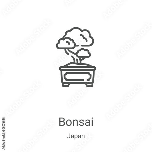 bonsai icon vector from japan collection. Thin line bonsai outline icon vector illustration. Linear symbol for use on web and mobile apps, logo, print media