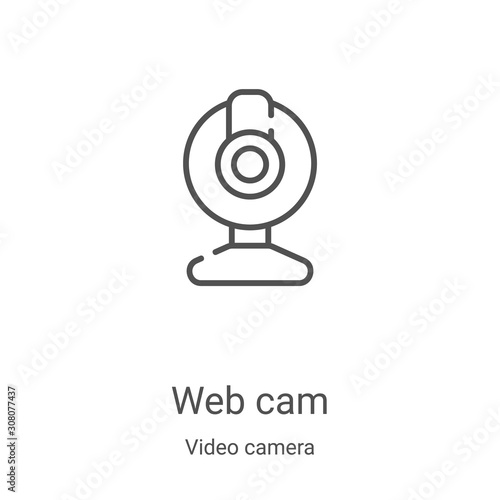 web cam icon vector from video camera collection. Thin line web cam outline icon vector illustration. Linear symbol for use on web and mobile apps, logo, print media