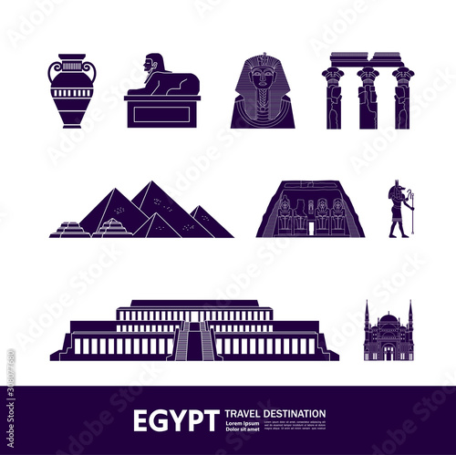 Egypt travel destination grand vector illustration.