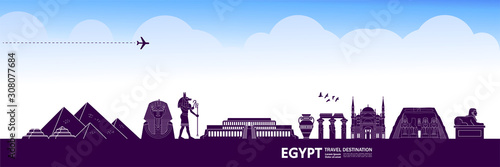 Egypt travel destination grand vector illustration.