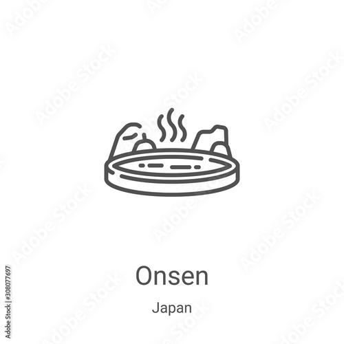 onsen icon vector from japan collection. Thin line onsen outline icon vector illustration. Linear symbol for use on web and mobile apps, logo, print media