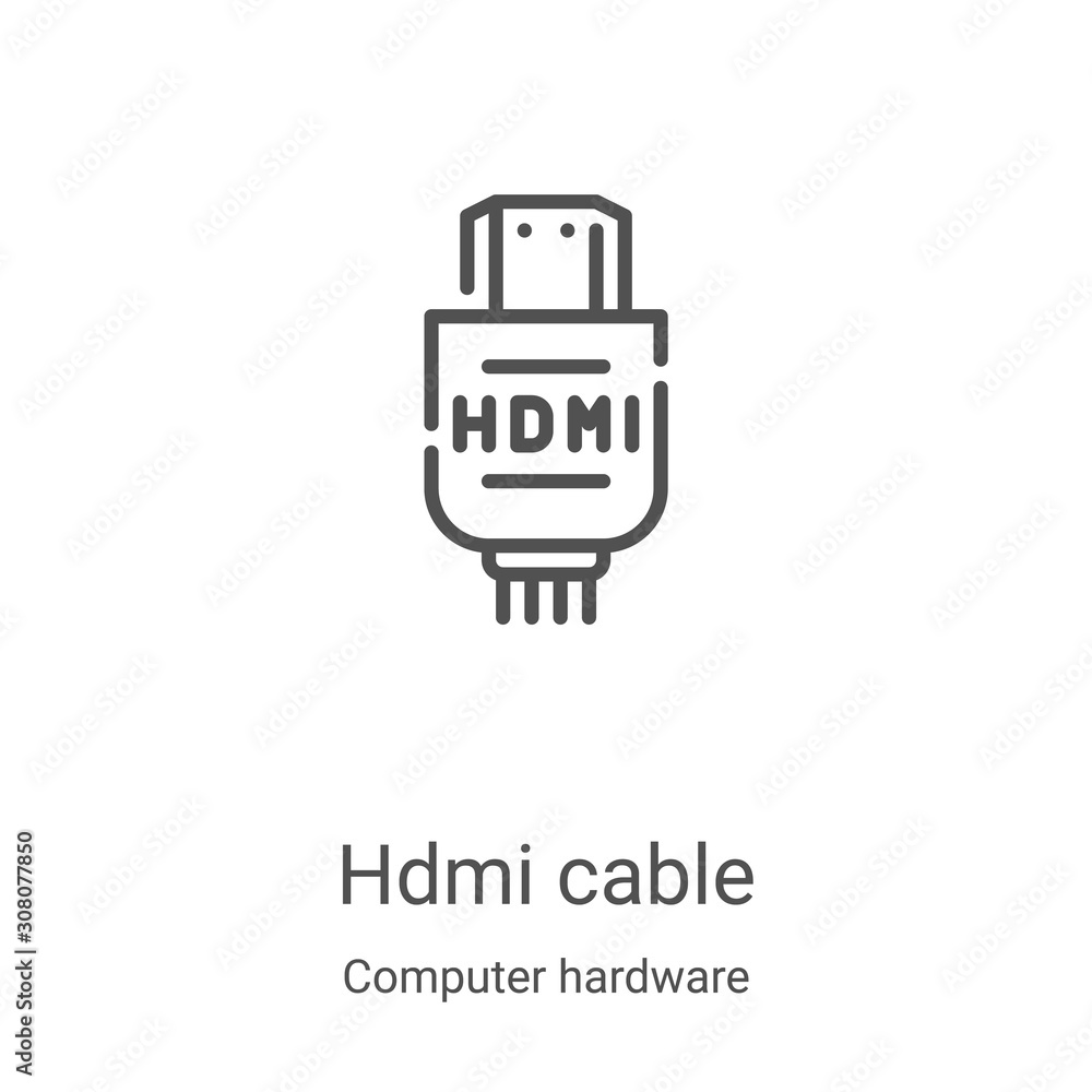 hdmi cable icon vector from computer hardware collection. Thin line hdmi  cable outline icon vector illustration. Linear symbol for use on web and  mobile apps, logo, print media Stock Vector | Adobe