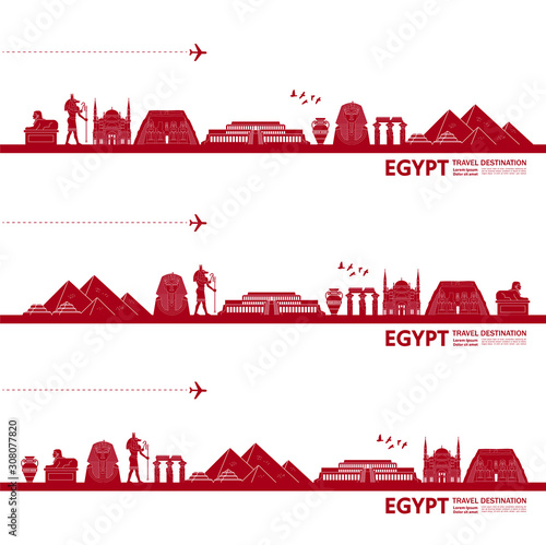 Egypt travel destination grand vector illustration.