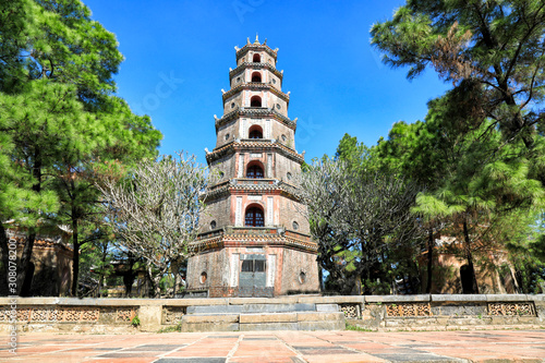 View of Thien Mu Pagoda, Hill of Hà Khê, Hue, Vietnam photo