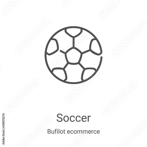 soccer icon vector from bufilot ecommerce collection. Thin line soccer outline icon vector illustration. Linear symbol for use on web and mobile apps, logo, print media