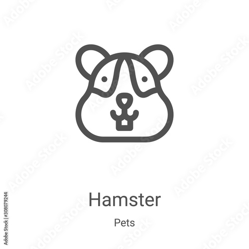 hamster icon vector from pets collection. Thin line hamster outline icon vector illustration. Linear symbol for use on web and mobile apps, logo, print media