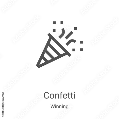 confetti icon vector from winning collection. Thin line confetti outline icon vector illustration. Linear symbol for use on web and mobile apps, logo, print media