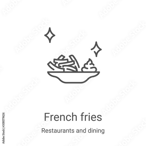 french fries icon vector from restaurants and dining collection. Thin line french fries outline icon vector illustration. Linear symbol for use on web and mobile apps, logo, print media