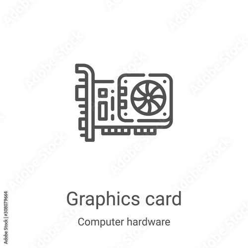 graphics card icon vector from computer hardware collection. Thin line graphics card outline icon vector illustration. Linear symbol for use on web and mobile apps, logo, print media