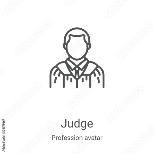 judge icon vector from profession avatar collection. Thin line judge outline icon vector illustration. Linear symbol for use on web and mobile apps, logo, print media