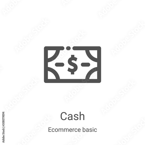 cash icon vector from ecommerce basic collection. Thin line cash outline icon vector illustration. Linear symbol for use on web and mobile apps, logo, print media