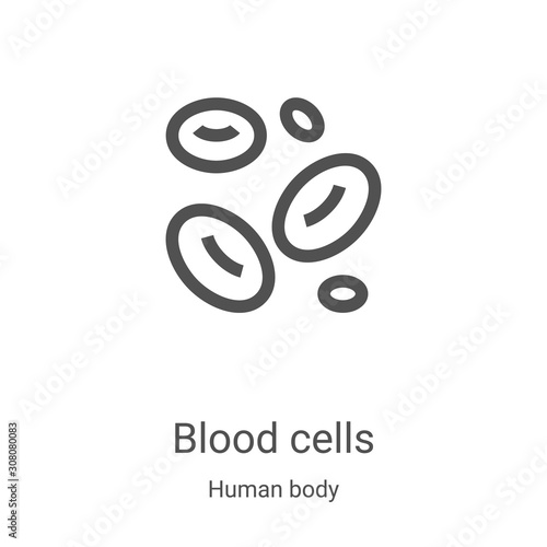 red blood cells icon vector from human body collection. Thin line red blood cells outline icon vector illustration. Linear symbol for use on web and mobile apps, logo, print media