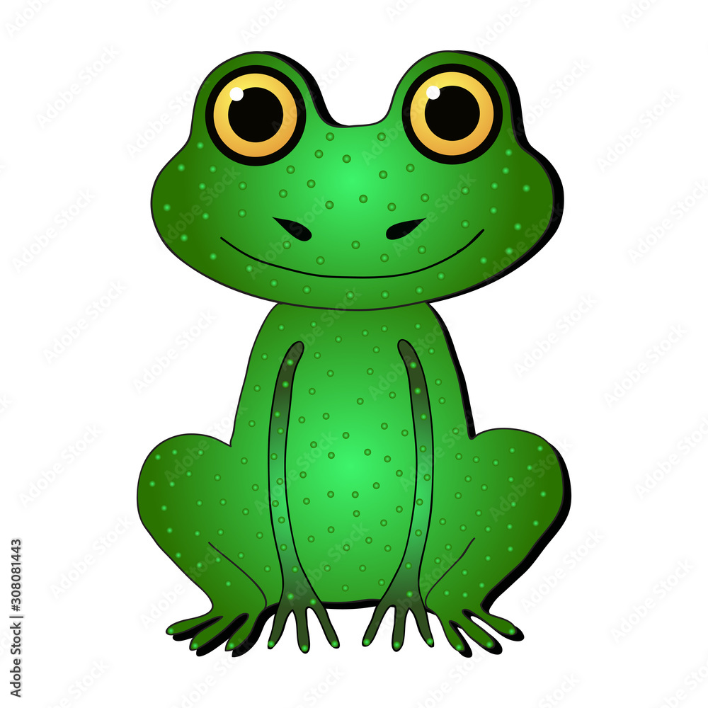 Naklejka premium Cute cartoon frog. Vector illustration