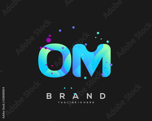 Initial letter OM logo with colorful, letter combination logo design for creative industry, web, business and company. - Vector