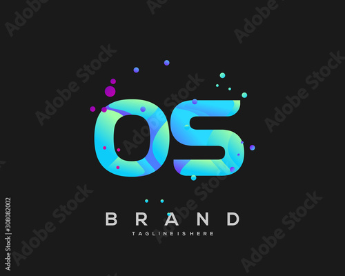 Initial letter OS logo with colorful, letter combination logo design for creative industry, web, business and company. - Vector