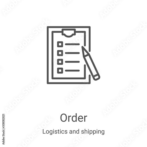 order icon vector from logistics and shipping collection. Thin line order outline icon vector illustration. Linear symbol for use on web and mobile apps, logo, print media