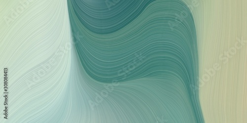modern curvy waves background design with dark sea green, teal blue and light gray color © Eigens