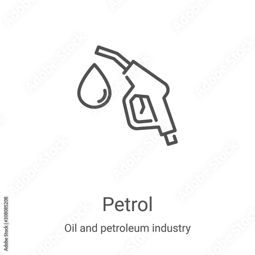 petrol icon vector from oil and petroleum industry collection. Thin line petrol outline icon vector illustration. Linear symbol for use on web and mobile apps, logo, print media photo