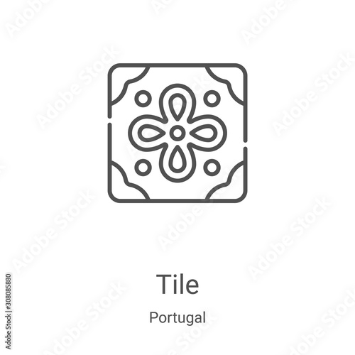 tile icon vector from portugal collection. Thin line tile outline icon vector illustration. Linear symbol for use on web and mobile apps, logo, print media
