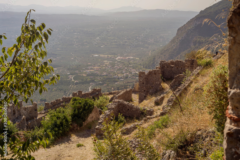 Outdoors museum Mystras. The medieval city in Greece, near town Sparta.