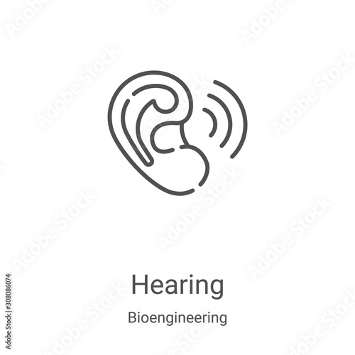 hearing icon vector from bioengineering collection. Thin line hearing outline icon vector illustration. Linear symbol for use on web and mobile apps, logo, print media