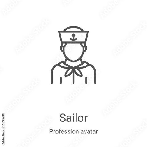 sailor icon vector from profession avatar collection. Thin line sailor outline icon vector illustration. Linear symbol for use on web and mobile apps, logo, print media photo