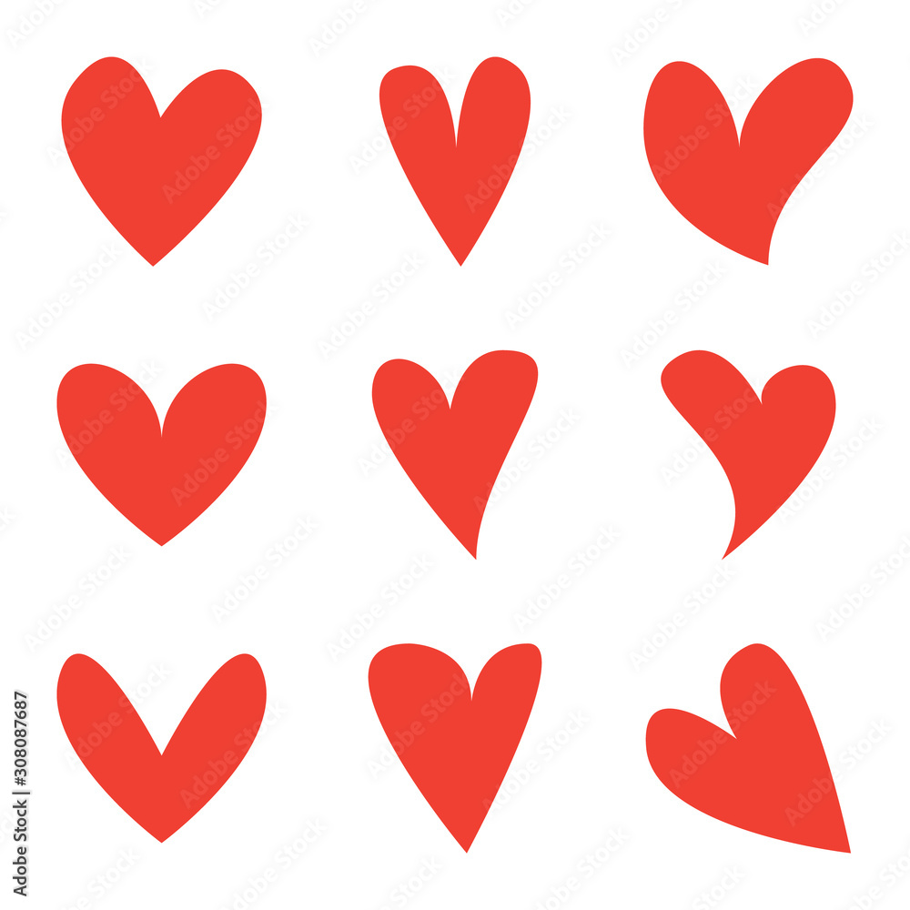 Red Heart Shapes Icon vector, set of Love Icons Red Heart Shapes Icon vector, set of Love Icons