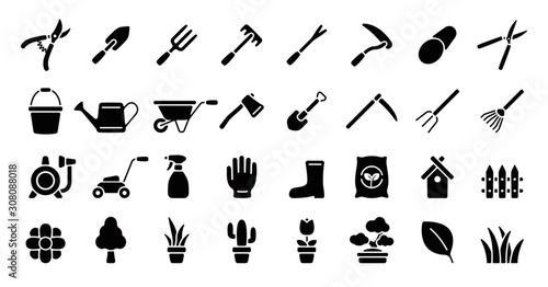 Gardening Icon Set (Flat Silhouette Version)