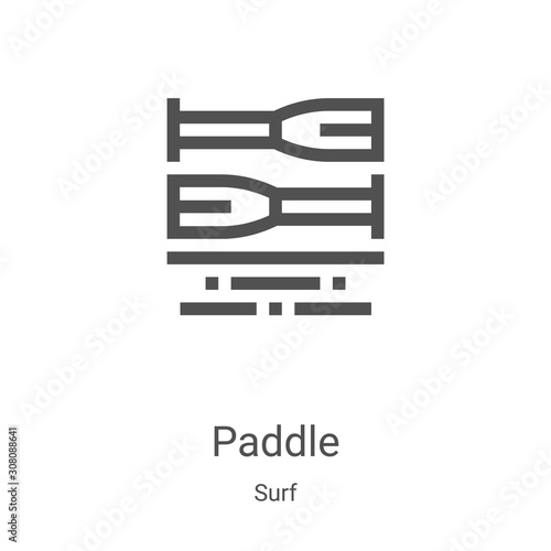paddle icon vector from surf collection. Thin line paddle outline icon vector illustration. Linear symbol for use on web and mobile apps, logo, print media