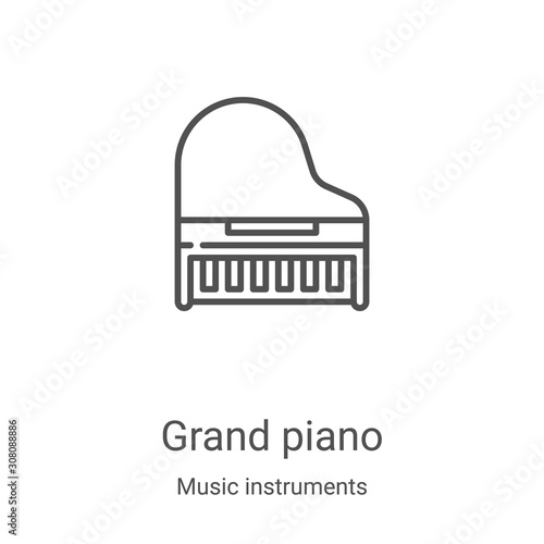 grand piano icon vector from music instruments collection. Thin line grand piano outline icon vector illustration. Linear symbol for use on web and mobile apps, logo, print media