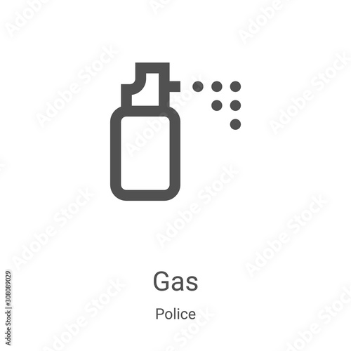 gas icon vector from police collection. Thin line gas outline icon vector illustration. Linear symbol for use on web and mobile apps, logo, print media