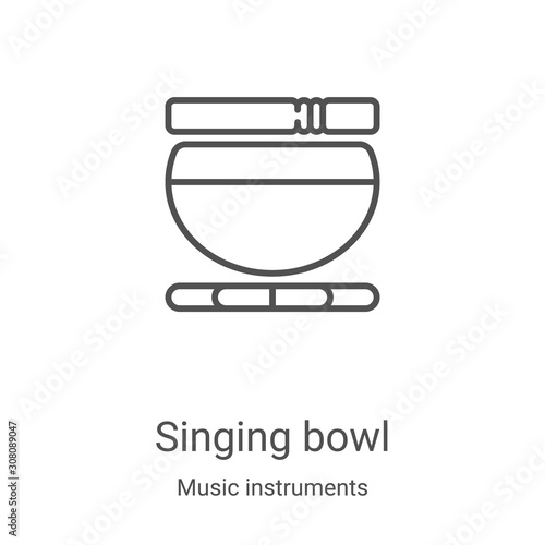 singing bowl icon vector from music instruments collection. Thin line singing bowl outline icon vector illustration. Linear symbol for use on web and mobile apps, logo, print media