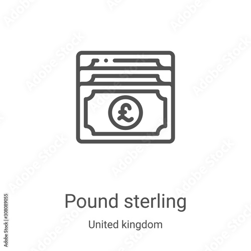 pound sterling icon vector from united kingdom collection. Thin line pound sterling outline icon vector illustration. Linear symbol for use on web and mobile apps, logo, print media