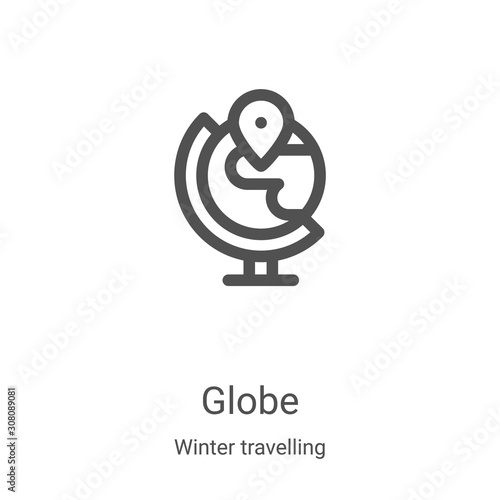 globe icon vector from winter travelling collection. Thin line globe outline icon vector illustration. Linear symbol for use on web and mobile apps, logo, print media