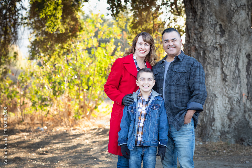 Mixed Race Family Portrait Outdoors Mixed Race Family Portrait Outdoors
