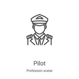 pilot icon vector from profession avatar collection. Thin line pilot outline icon vector illustration. Linear symbol for use on web and mobile apps, logo, print media